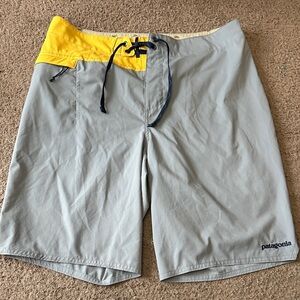 Patagonia Men's Swim Shorts in Gray with Yellow Accent